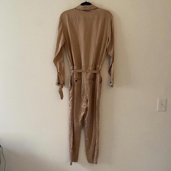 ALC rose gold satin long sleeve button down jumpsuit - Picture 7 of 7